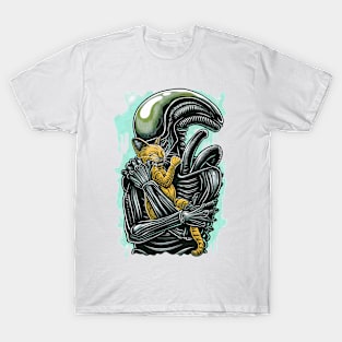 Alien and cat 88045 T-Shirt